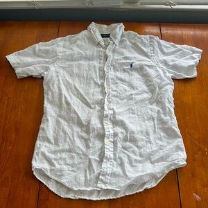 Ralph Lauren white button down short sleeve shirt